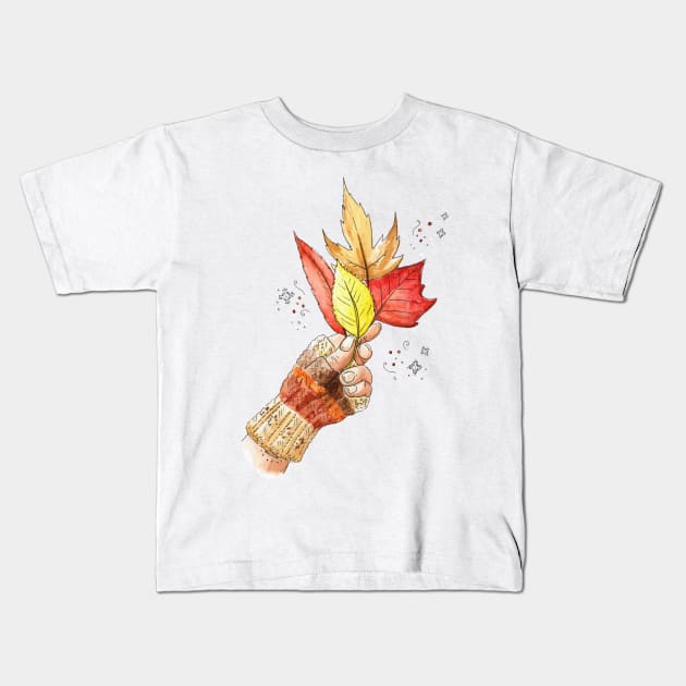 Fall Leaves Kids T-Shirt by Vicky Kuhn Illustration